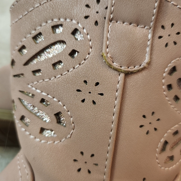 Girls Size 10 Rachel Shoes Pink Cowboy  Boots Butterfly Detail Glitter Zippers - Picture 5 of 13